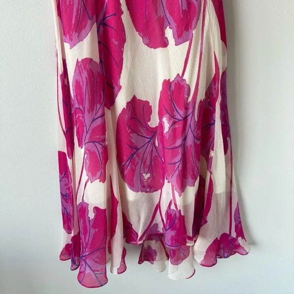 Diane Von Furstenberg Dita Silk Crepon Dress -Pink & White Kimono Leaf Size S - Picture 6 of 9
